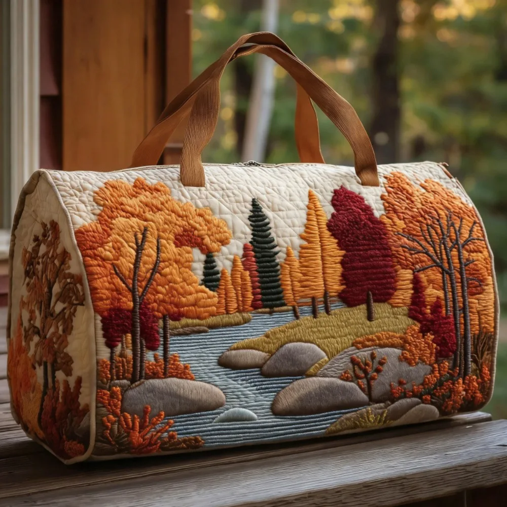 

Сумка-дафл с плечевым ремнем, стеганая, с 3D-рисунком, с пейзажным узором, дорожная сумка-дафл, вместительная сумка-тоут, спортивная сумка для спортзала