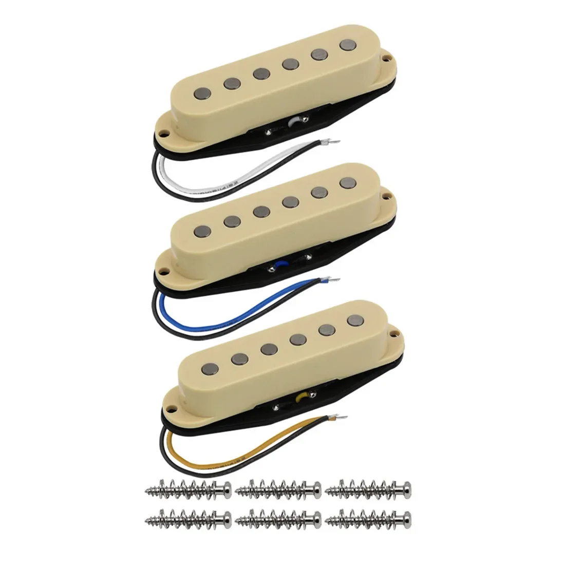 

Flat Top Vintage Alnico 5 Single Coil Pickups Neck&Middle&Bridge Pickups Set Yellow for FD ST Guitar Parts