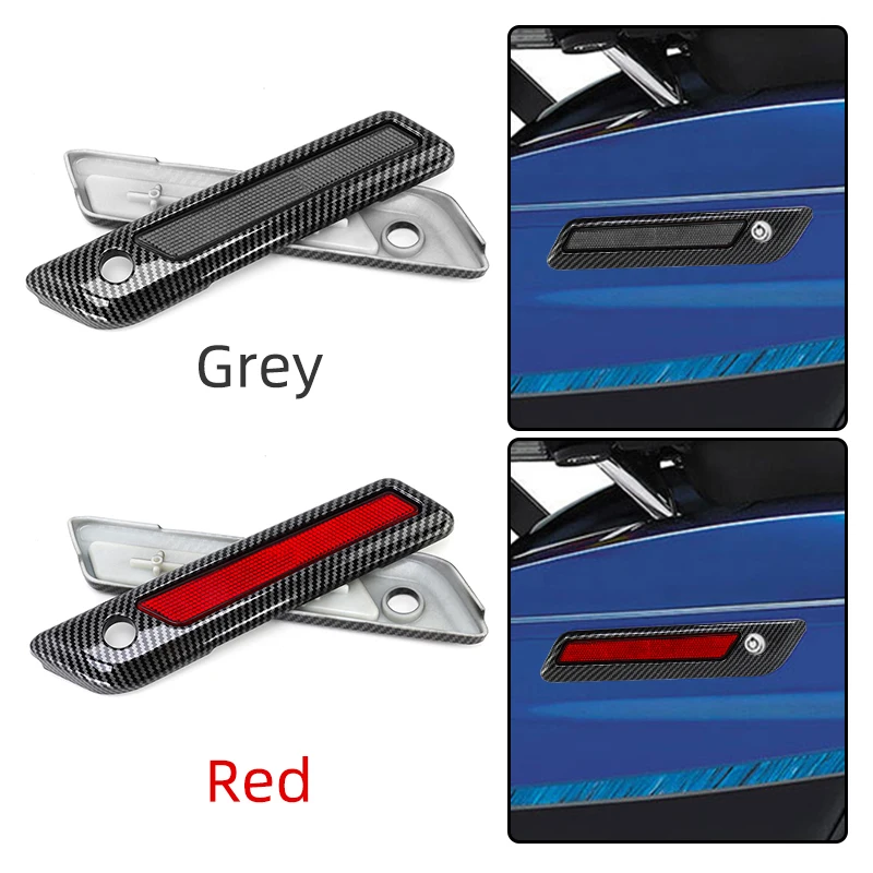 Black Motorcycle Smoke Hard Saddlebag Guard Reflector Latch Cover For Harley Touring Road King Road Glide Street Glide 2014-up