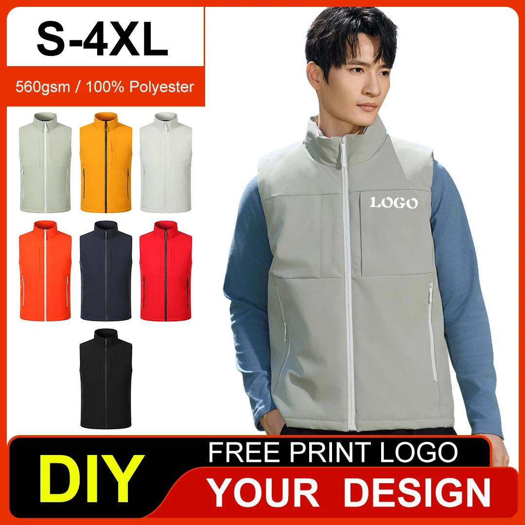 Custom Men's And Women Thicken Vests Windproof Waterproof Sleeveless Jackets Print logo Coat Down Cotton Warm  Casual Outerwer