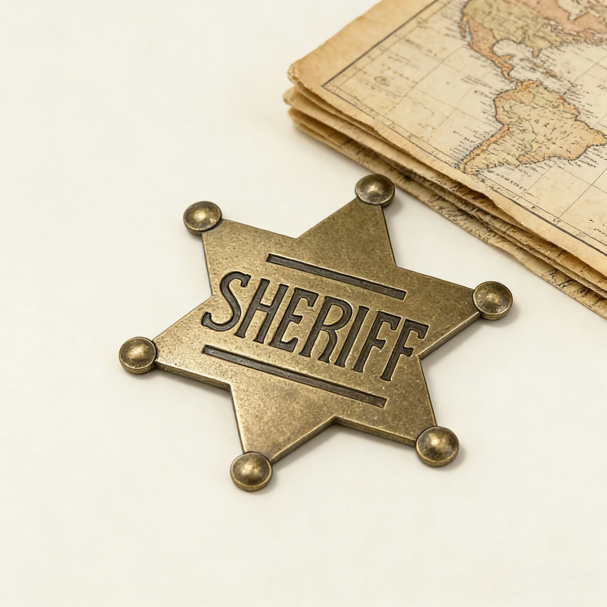 

A detailed vintage Western sheriff badge, a versatile collector's style accessory for any ensemble.