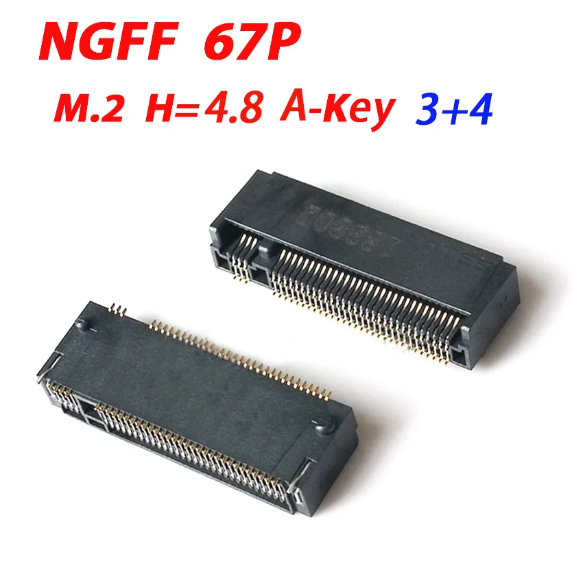 5-30Pcs m.2 Conector 67P  Chave Ngff interface Soquete SSD Soquete H = 4.8 Slot Ngff Soquete Quente Novo A/B/E/M-Key