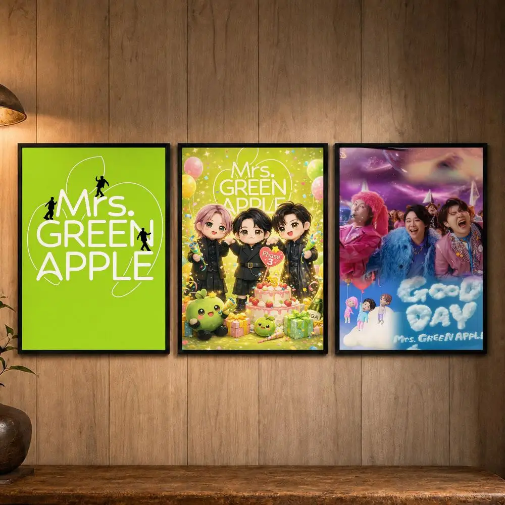 Wireless Band M-Mrs. GREEN APPLES Poster Self-adhesive Art Poster Decoracion Painting Wall Art White Kraft Paper Home Decor