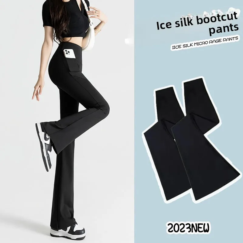 

High Waist Fce Lined Yoga Pants Women's Outerwear Bot Long Wide Leg Micro Flared ark Design Winter 2025 New Arrival