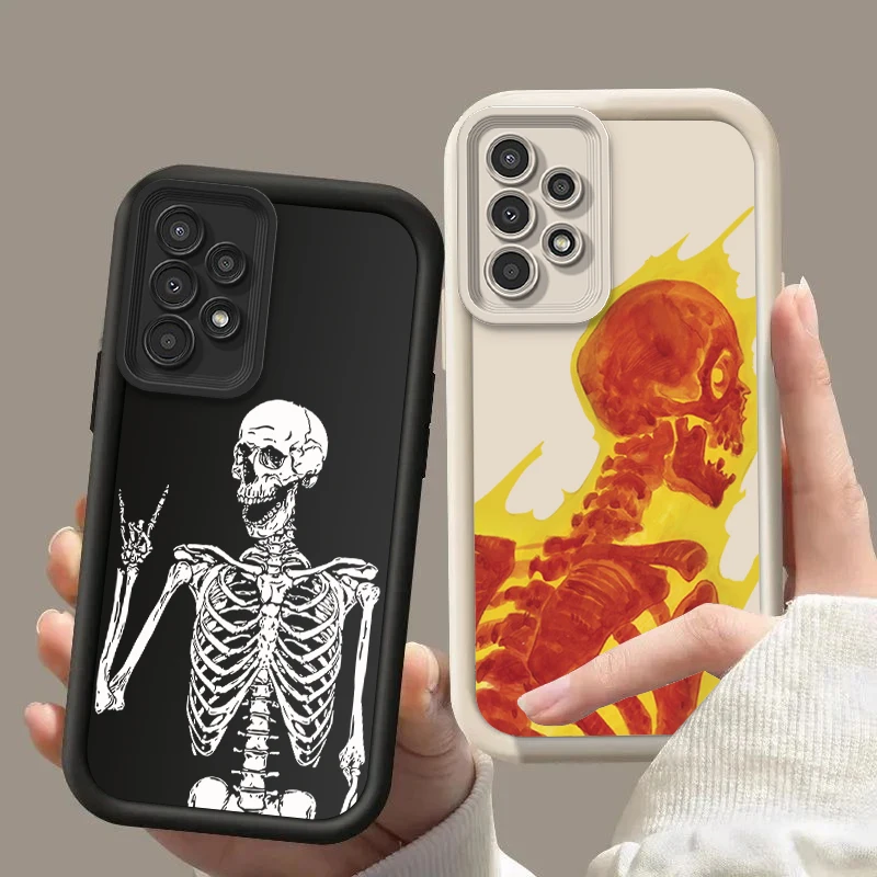 Skull Silicone Phone Case On For Samsung Galaxy A52 A33 A72 A32 A73 A55 A23 A14 A22 A15 A25 A35 A22S A05 S A52S 4G 5G Cover