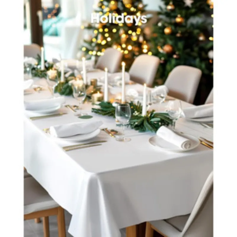 20 Pack Plastic Table Cloth Disposable, White Tablecloth, 54 X 72 Inch, Waterproof for Graduation & Holiday Family Celebrations
