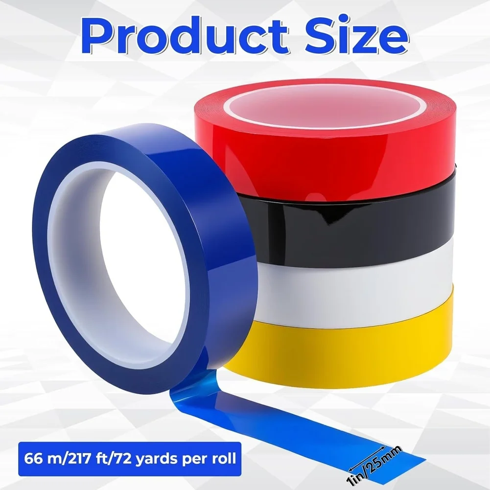 1 Inch X 72 Yards Floor Marking Tape 5 Colors Waterproof Non Marking PE Material Floor Marking Court Tape For Gym Floors Tapes