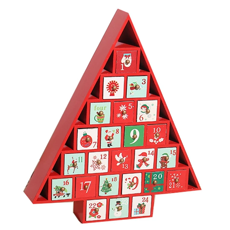 

Christmas Wooden Calendar Cabinet Christmas Tree Desktop Ornaments Decoration Countdown Train Ornaments