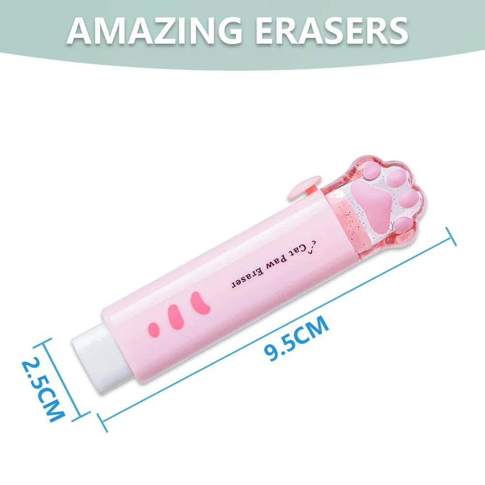 1-8 Stück Neu! Kawaii Katzenpfoten-Gummi-Radiergummis, einziehbarer Bleistift-Radiergummi für Kinder, Studenten, Schule, Zuhause, Büro, Schreiben, Zeichnen – Detail 7