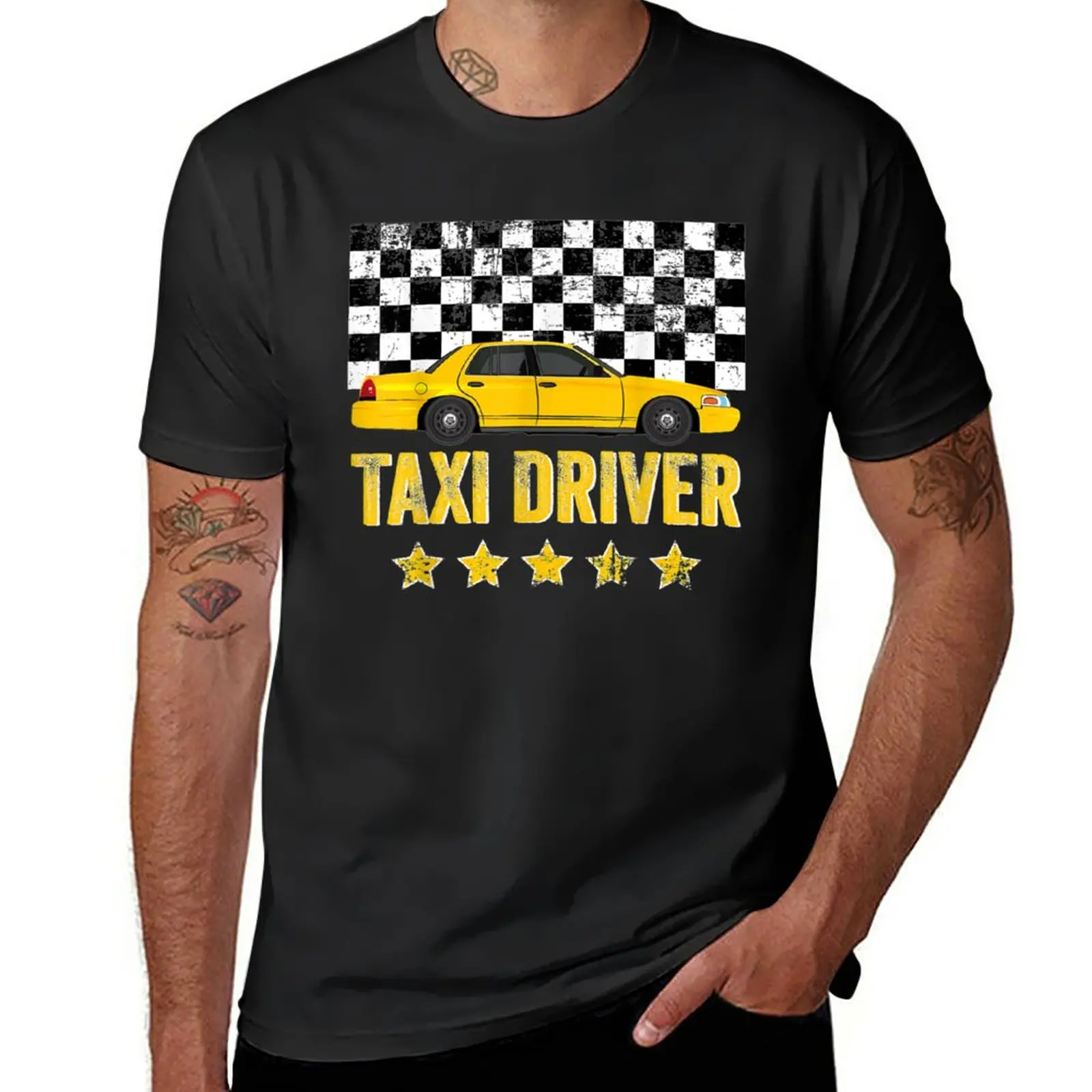 

New Taxi Cab Driver Vintage Checker Gift for Dads & Kids T-Shirt boys white t shirts summer tops Men's clothing