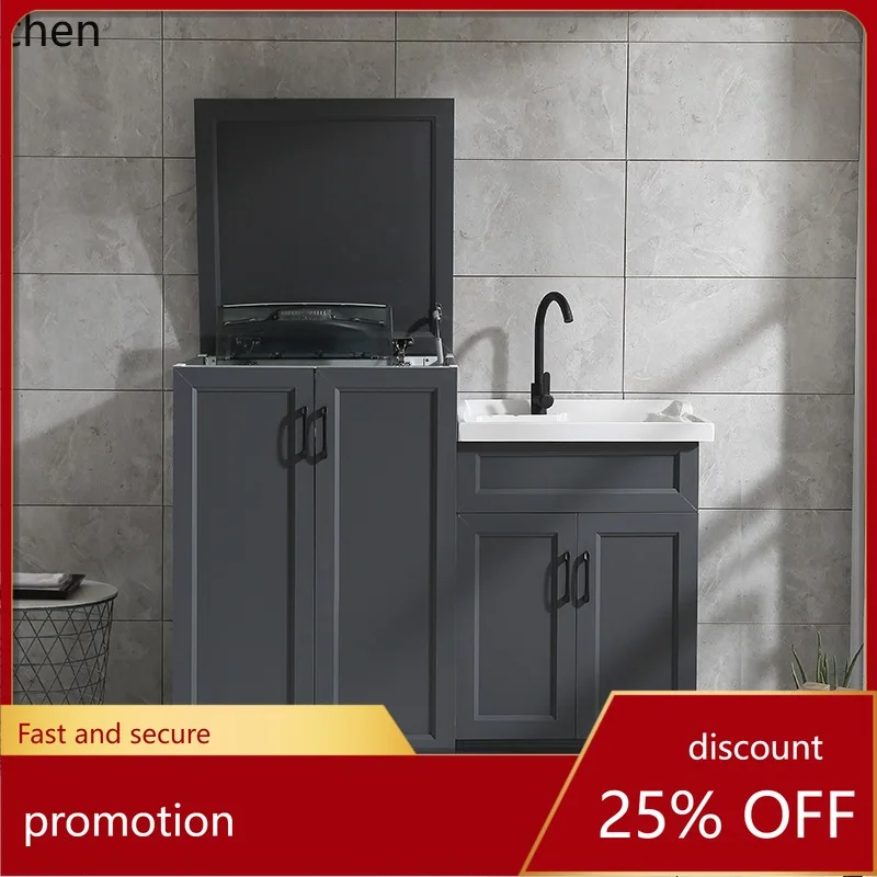 YFY Washing Machine Cabinet Combination Waterproof Sunproof Outdoor Drum Washing Cabinet Companion Wash Basin Integrated