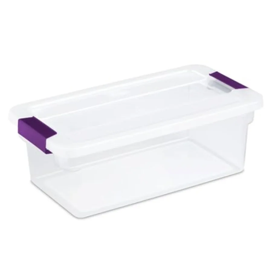 

ClearView Latch Box, Clear Stackable Organizer Bins with Lids, 6 Qt Small Plastic Tote Containers for Closet, Office, Bedroom,