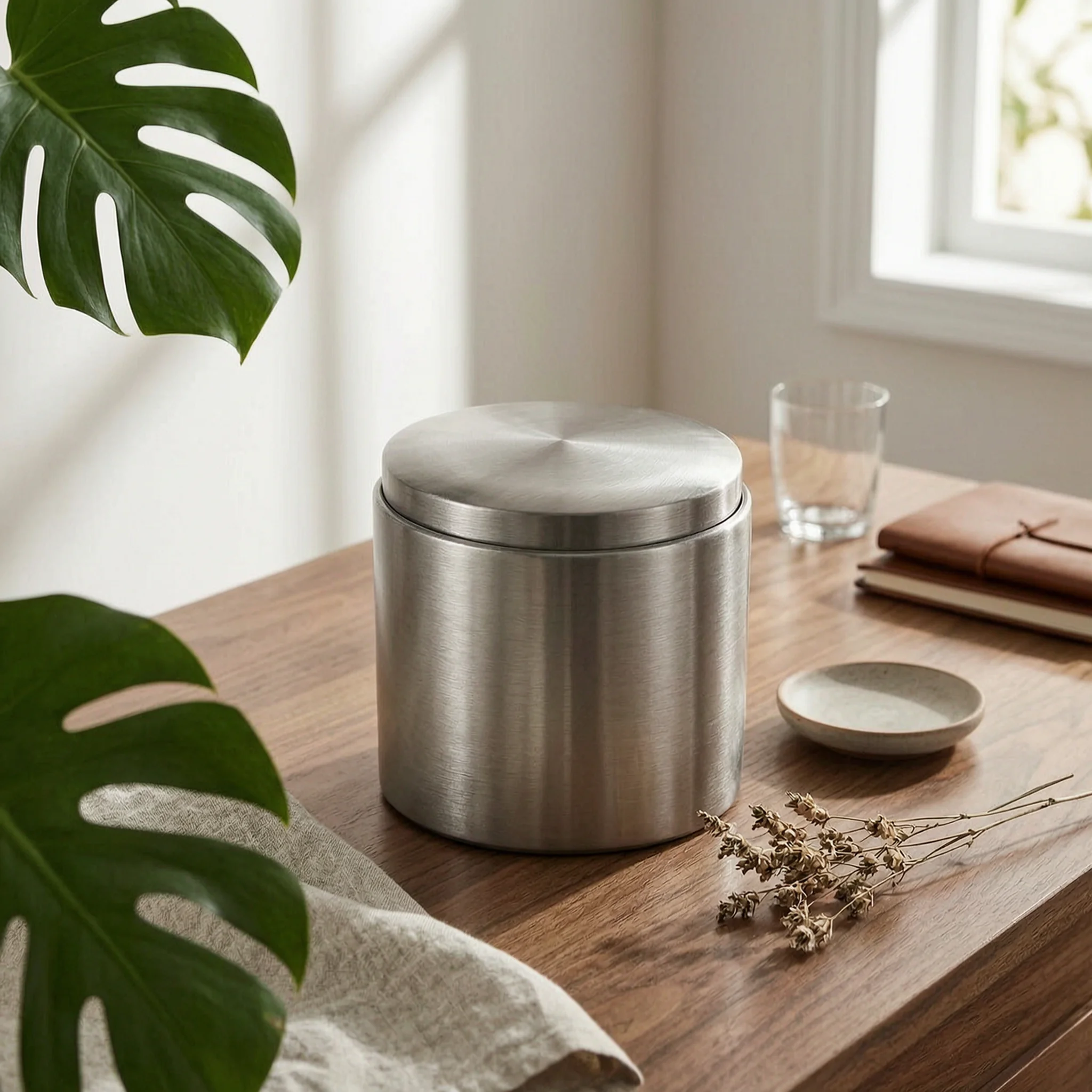 

Brushed Steel Trash Can Compact Stainless Steel Trash Can Wastebasket Easy to Clean