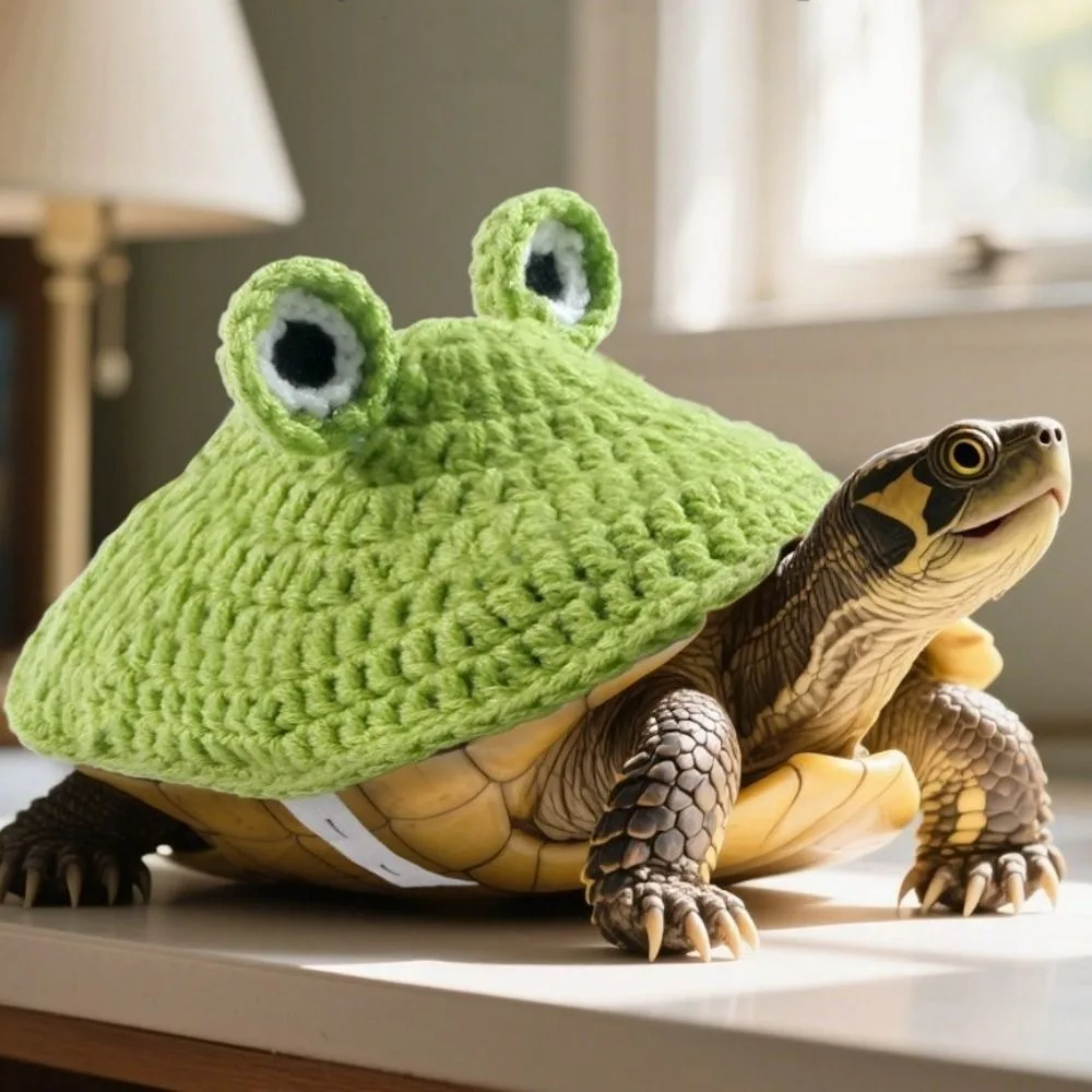 

Funny Cartoon Turtle Sweater Frog Flexible Fit Turtle Costume Knitted Adjustable Small Animal Apparel Tortoises Supply