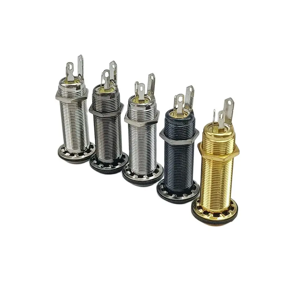 10pcs/lot Electric Guitar Bass Parts 6.35mm Stereo Output Input 1/4 Inch Jack Socket Plug Brass Straight Ribbed Tube Style Jack