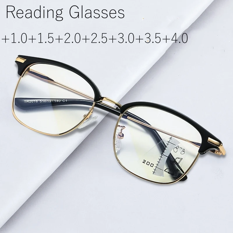 Men's Reading Glasses Anti Blue Light Dual Use of Distance and Distance Women's Computer Glasses Fashion Presbyopia Glasses