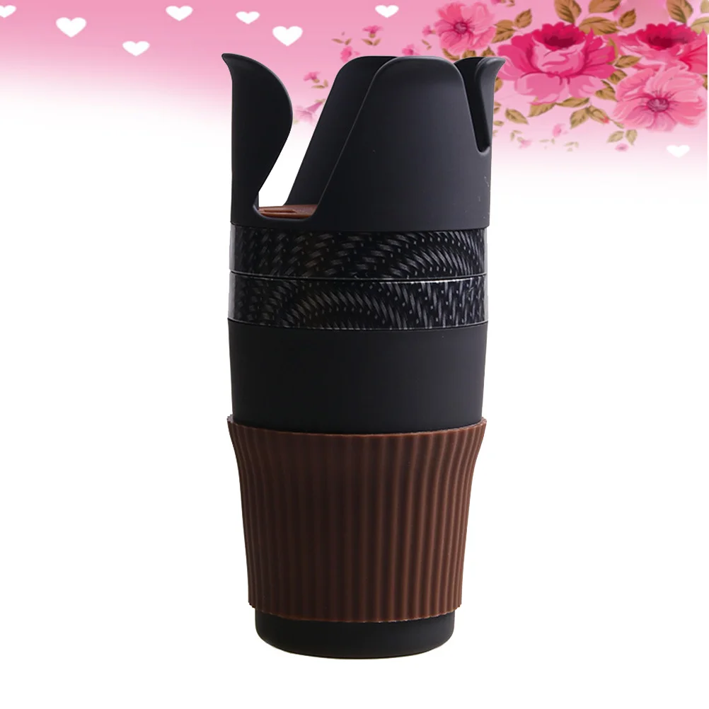 

Universal Fit Multifunction Car Cup Holder Black Square Mobile Phone Organizer ABS Silicone Auto Bottle Drink Stand