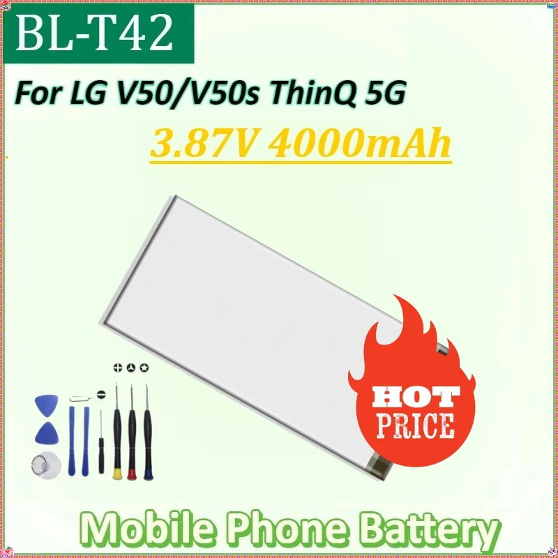 

For LG V50 ThinQ 5G V50ThinQ LM-V500 V500N V500EM V500xm High Quality New BL-T42 3.87V 4000mAh Mobile Phone Battery +Tools