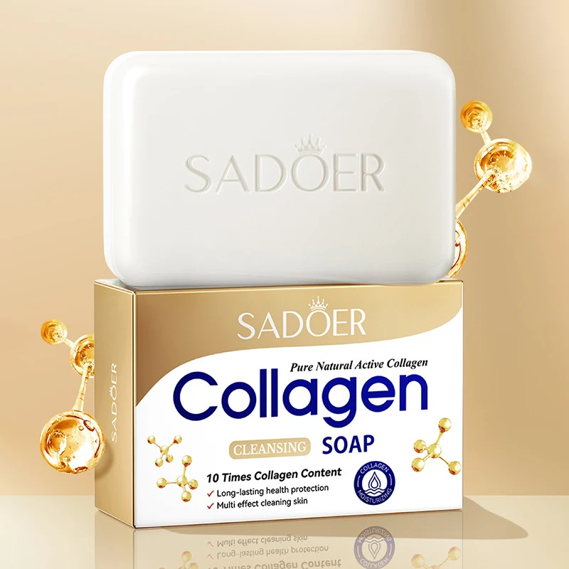 SADOER Collagen Ossein Facial Soap Face Wash Foam Facial Cleanser Moisturizing Oil Control Body Bathing Handmade Soap