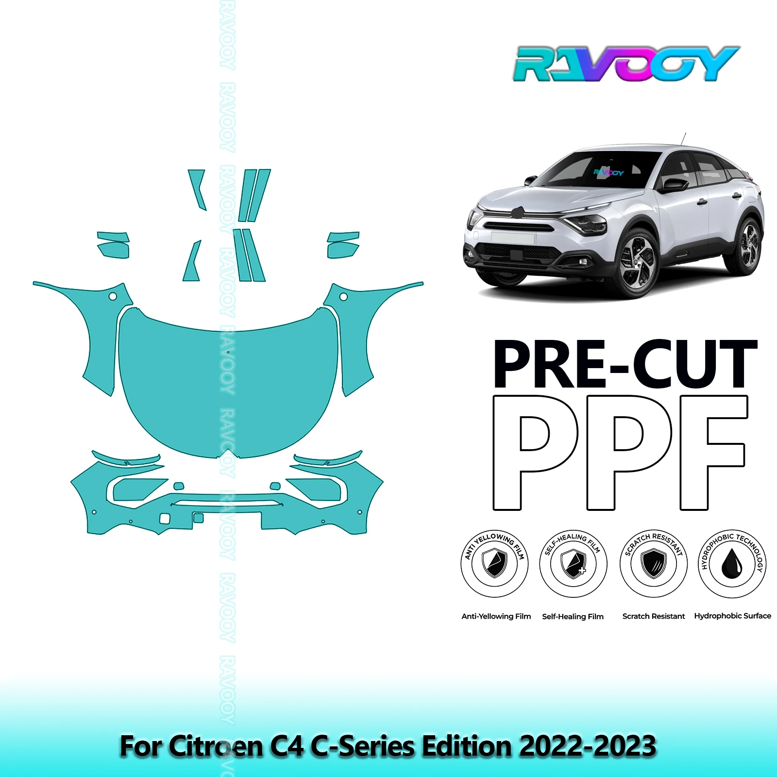 

Car Front Kit Clear Bra Precut PPF Paint Protection Film For Citroen C4 C-Series Edition 2022-2023