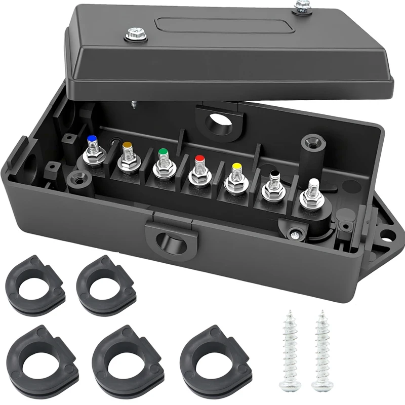 

7-Way Junction Box for Trailer Cord Wiring 7-Pin Wire Cable Connection Terminal Waterproof Distribution Splice Block for RV Boat