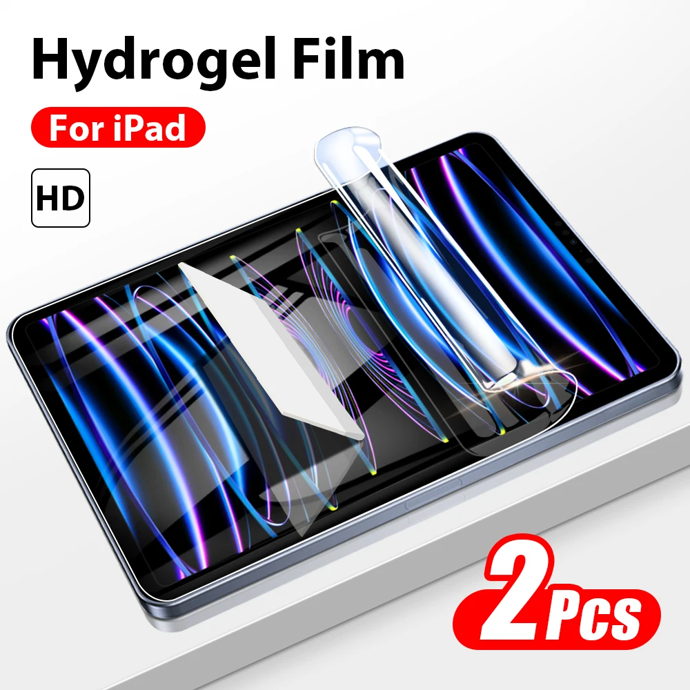 Filme de hidrogel para iPad Pro, protetor de tela para iPad Pro 13, 11, M4, M2, 12.9, 6th Air, 5, 4, 3, 10, 9, 9th, 10th Generation, 8 °, 10,2, 10,9