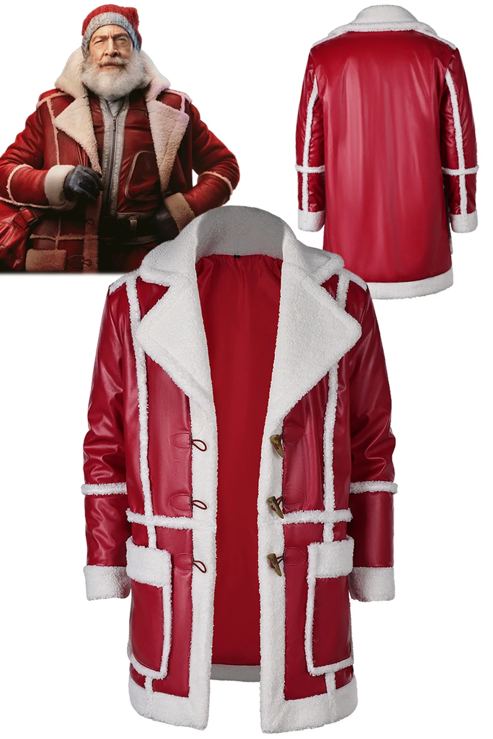 Fantasia Santa Claus Nick Cosplay Coat 2024 Movie Red One Disfraz Costume Men Christmas Fantasy Halloween Carnival Party Clothes