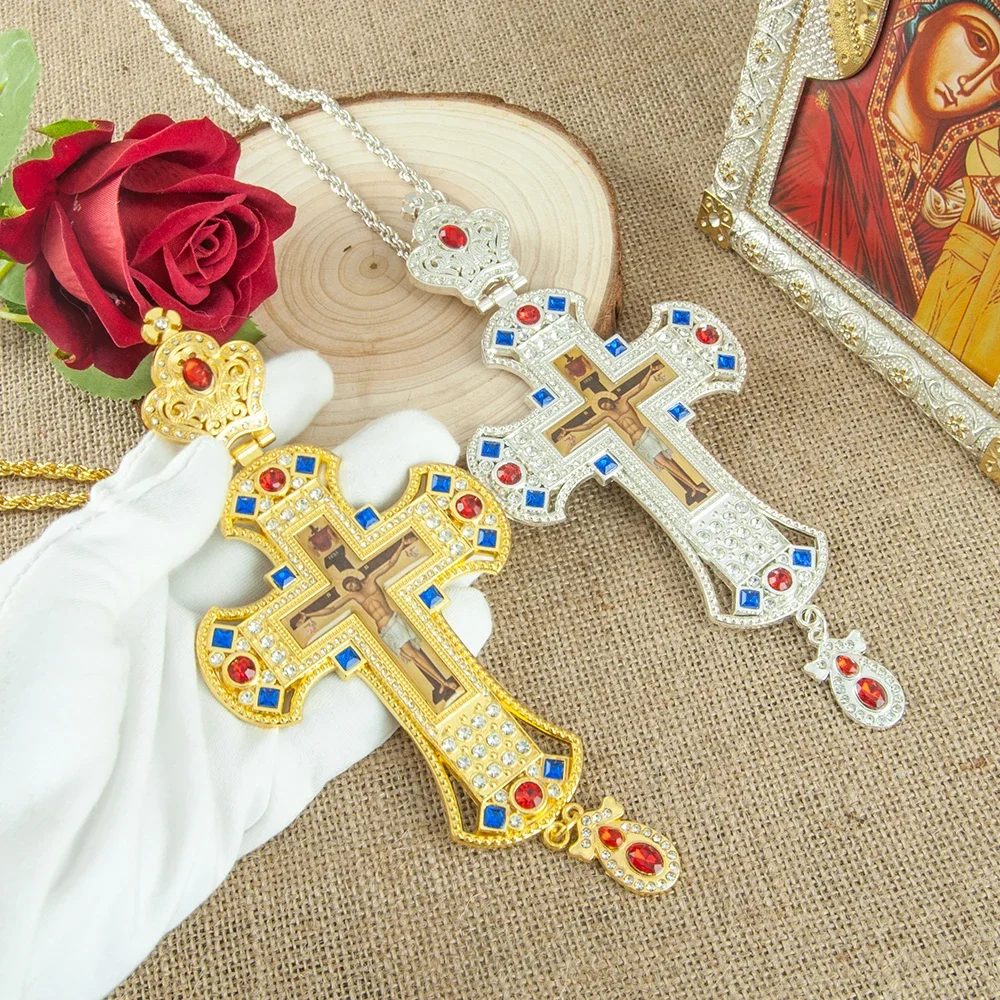 Religious Greek Orthodox Church Hollowing Process Bishop's Pectoral Cross Necklace for Ordination of Priest