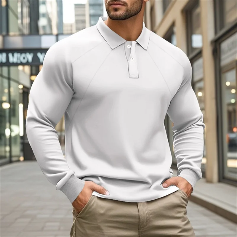 Men s Classic  Fit Button Down Long Sleeve Shirt with Turn Down Collar in Solid Color for Spring and Autumn Casual Wear