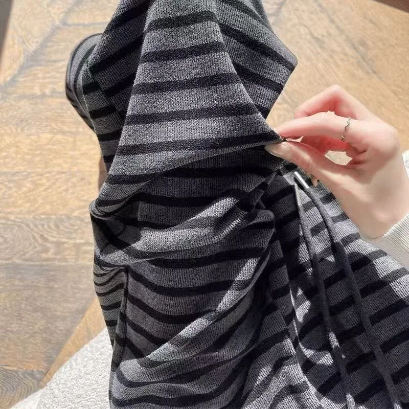 

Striped Retro Wide Leg Pants for Women in Spring and Autumn 2025 New High Waisted Slimming Casual Floor Pants