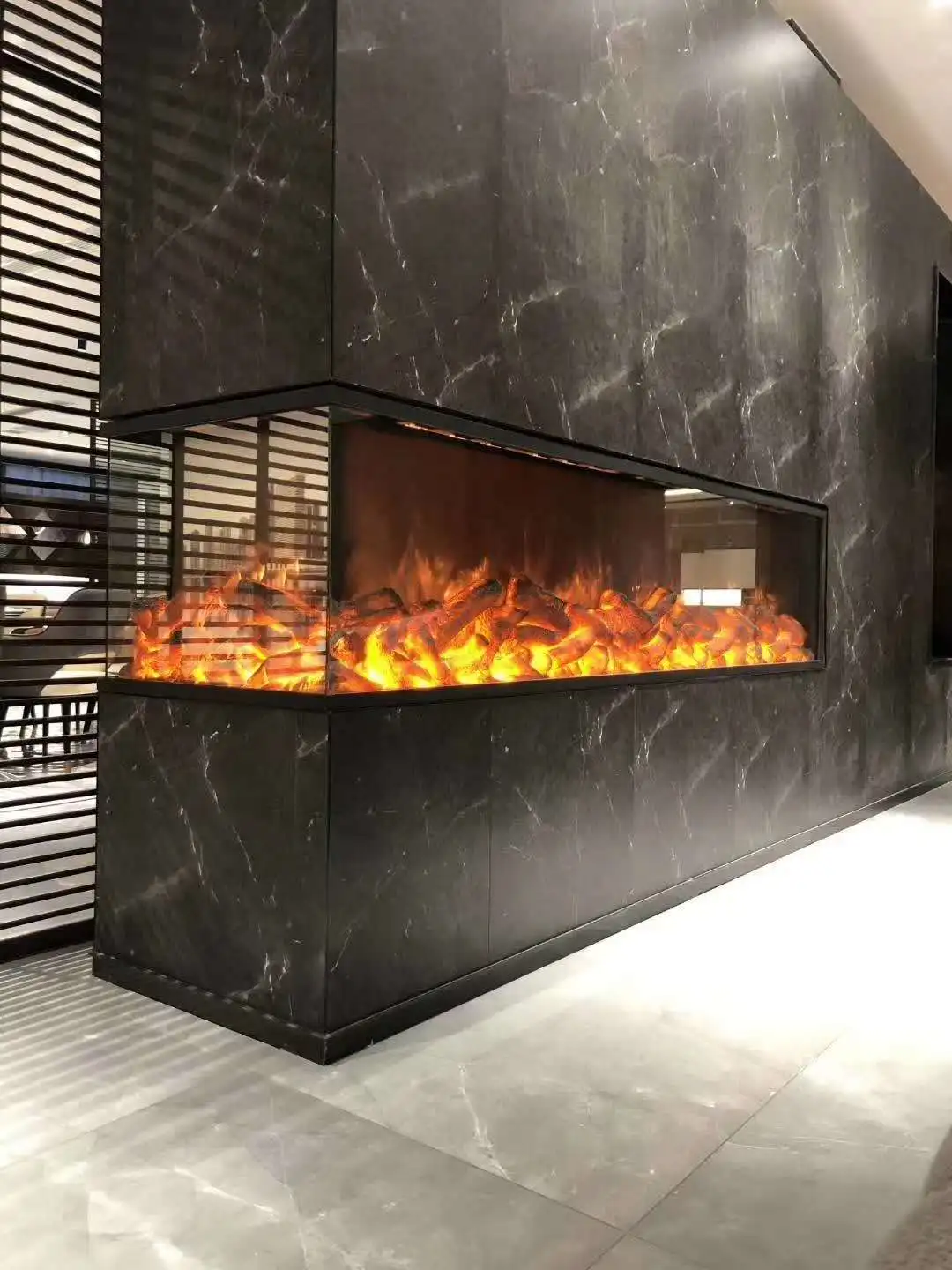 Three-sided Fire View Remote Control English Operation for Home & Hotel Use 900mm Built-In Modern Electric Fireplace