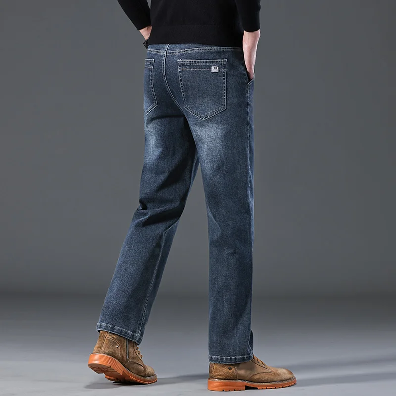 New Men's Light Business Micro Stretch Wide Leg Denim Pants  Versatile Casual Long Trousers for All Seasons