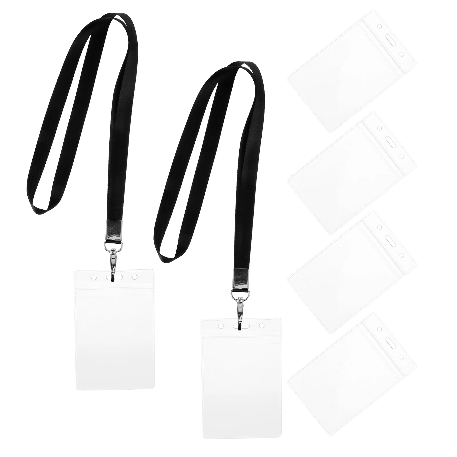 

6pcs Name Badge Holder Label Cover ID Card Holder Metal Transparent Name Tag Badge Work School Office Storage