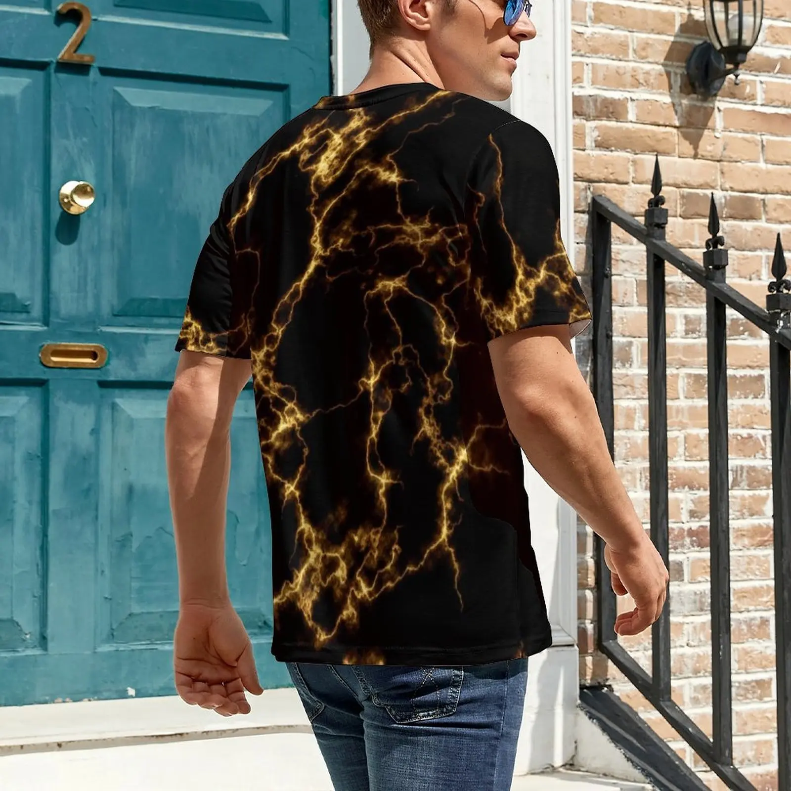 Elegant Golden Marble T-Shirt Cool Black Gold Gorgeous Marbles T-Shirts Man Casual Tee Shirt Summer Short Sleeves Design Tees