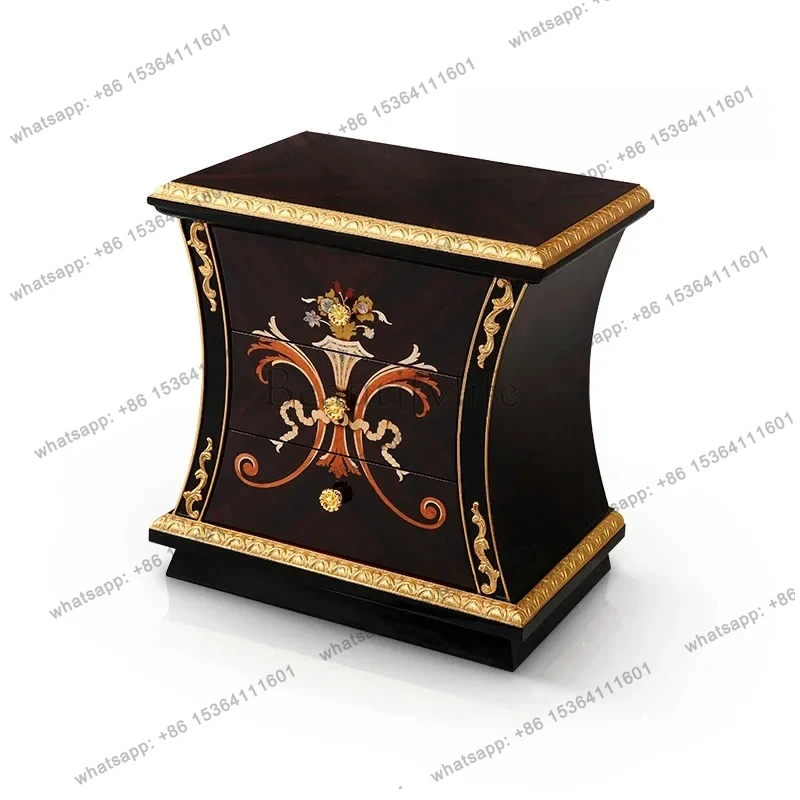 

European solid wood bedside table French luxury parquet bedroom bedside locker furniture