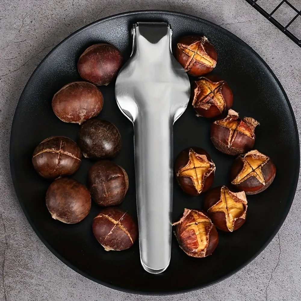1pc Chestnut Clip Nut Cracker Sheller With Peeling Function For Walnut Pecan Stainless Steel Tool Accessory Kit Set Pro Max Plus