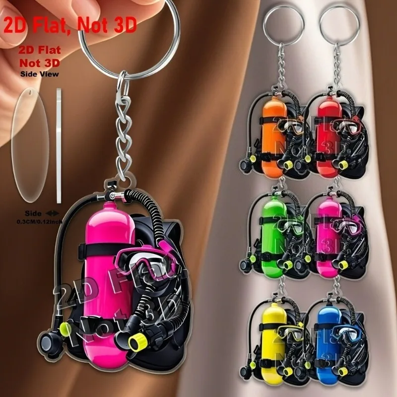2d acrílico plano simulação criativa equipamento de mergulho chaveiro moda mochila decoração diversão personalizado jóias presente
