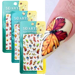 1pcs 5D Fall Leaves Nail Art Stickers Maple leaf Butterfly Mushroom Umbrella Engraved Embossed Slider Autumn Manicure Decoration