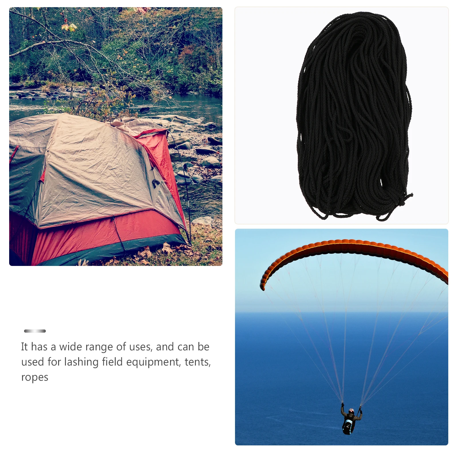 1pc 100M Windproof Rope Durable Polypropylene Camping Tent Guyline Multifunction Lanyard Non Fading Low Shrinkage Hardware