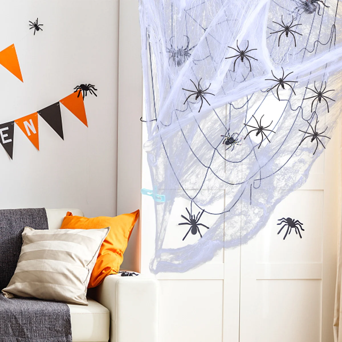 

1 set 1 Set Realistic Spider Web Fake Spiders Halloween Decor Party Supplies Cobweb Decoration For Indoor Outdoorhalloween