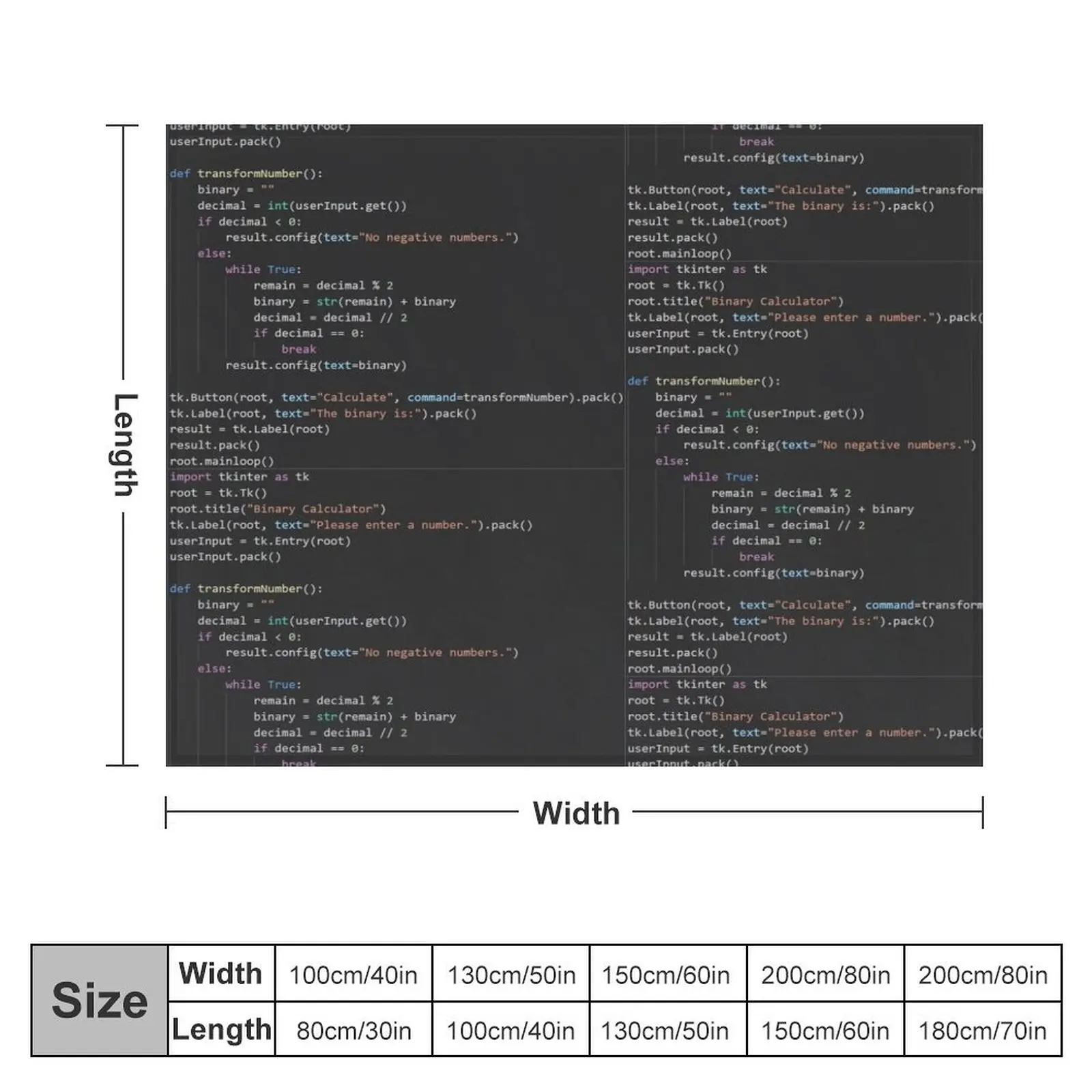 Python program code Throw Blanket Hairys Summer Heavy for winter Blankets