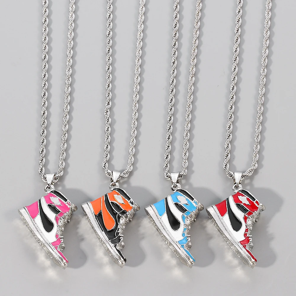 Fashion Trend Mini Hip-Hop Sneaker Pendant Necklace Personality Street Style Rapper Collar Accessory Cool Gift for Friends