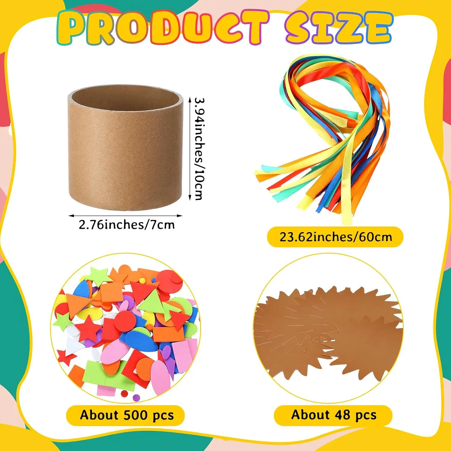 24 Set DIY Drum Craft Kit for Kids Native American Arts and Crafts 2-Sided Hand Drum Supplies with Ribbons Foam Stickers Classroom VBS Native American Inspired Activity for Year's Powwow Season