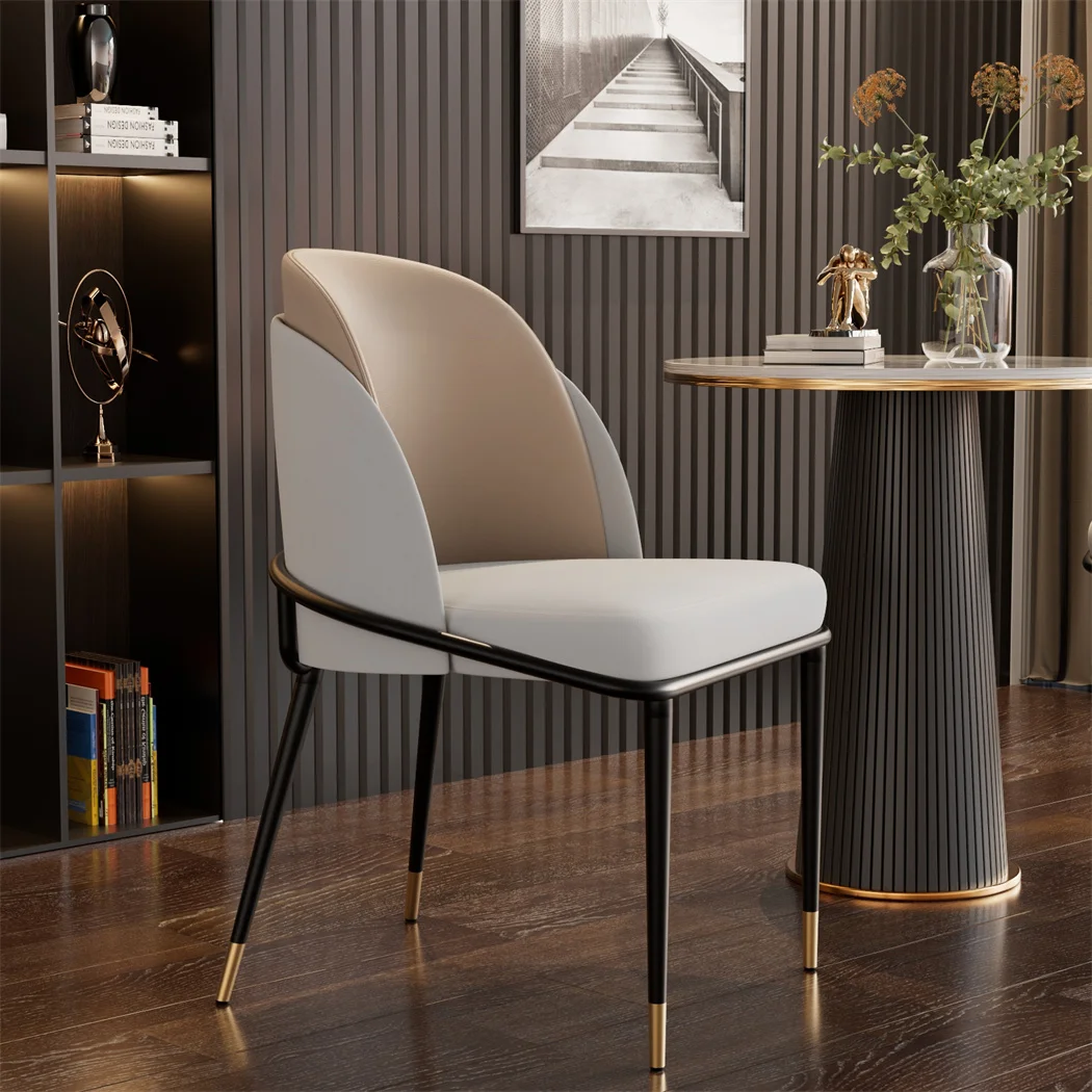 LUVODI Set of 2 Dining Chairs, Modern Two-Tone Upholstered Chairs with Microfiber Leather Seat, Accent Chairs for Dining Room Living Room