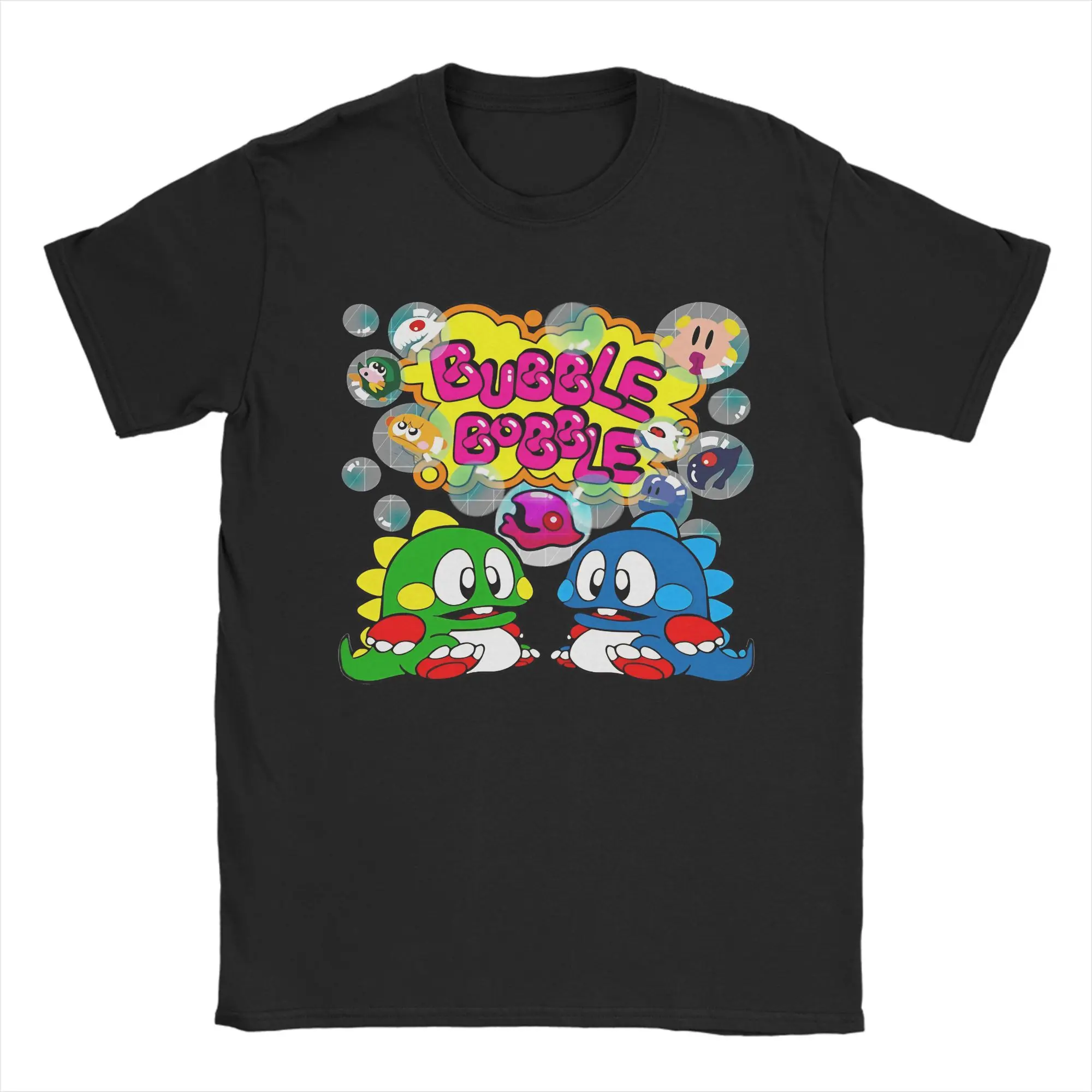 Men Bubble Bobble T-Shirts  Cotton Top Tees Summer Y2K Casual Short-Sleeve T Shirt Crewneck Trendy Cool Print Tee Shirt 5XL