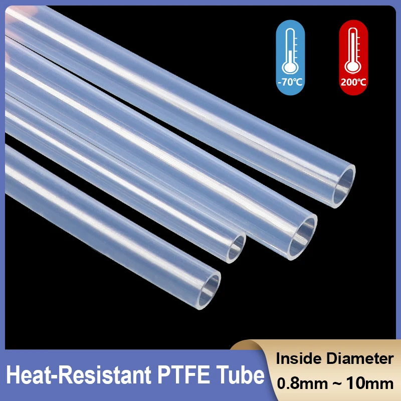 1 ~10m Transparent PTFE Tube Hose ID 0.8 1 2 2.5 3 4 5 6 7 8 10 mm FEP Insulated Extruder J-head Rigid Pipe For 3D Printer Parts