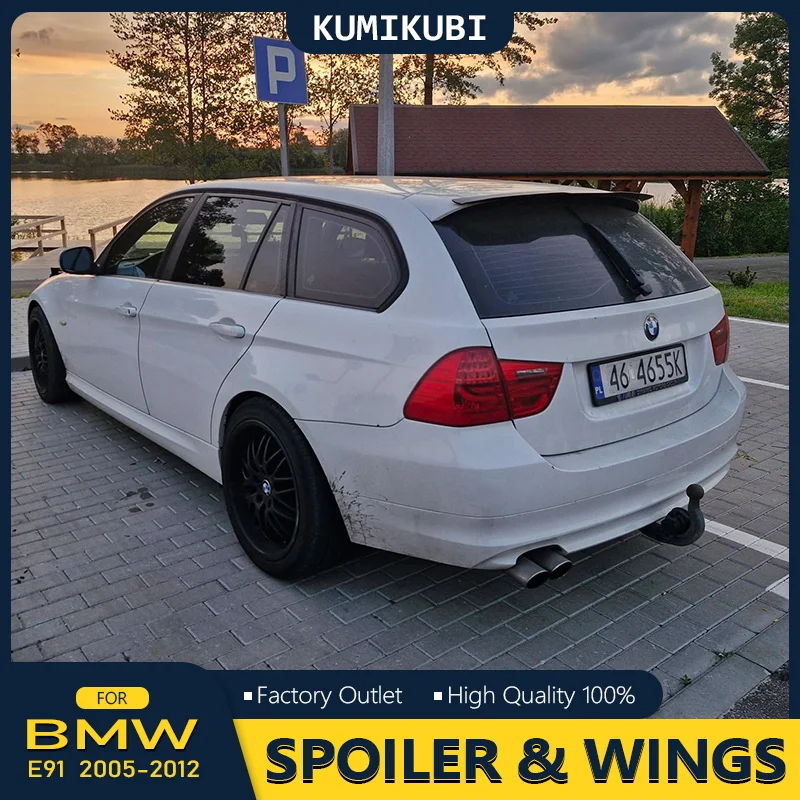 SPOILER EXTENSION for BMW 3 E91 M-PACK FACELIFT 3 Series Touring 2005-2012 ABS Plastic Car Tail Trunk Wing Rear Roof Spoiler