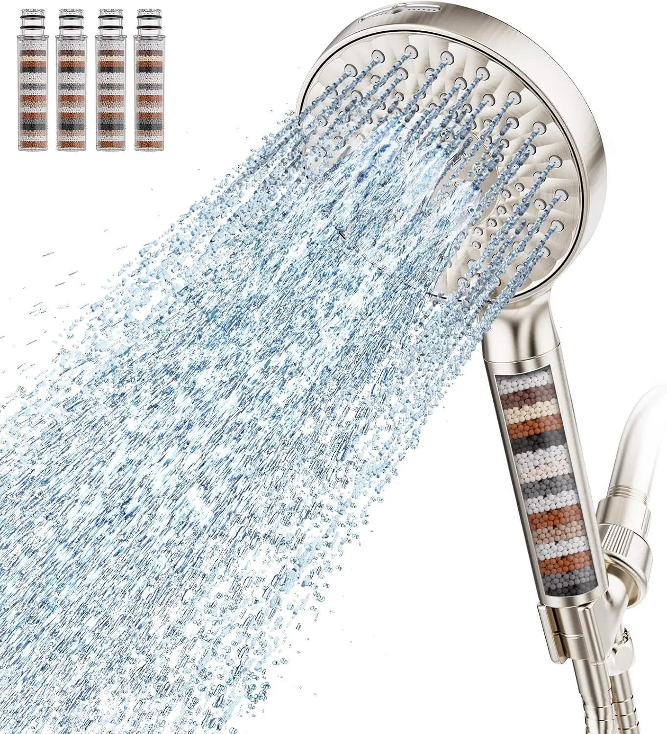 

Filtered Shower Head with Handheld High Pressure, 9 Spray Modes, Detachable Design, Water Softener for Hard Water Removal