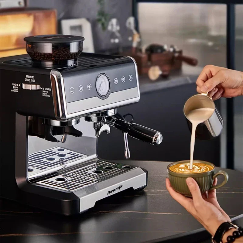 20Bar Electric Espresso Maker with Grinder Espresso Coffee Maker Semi Automatic Cappuccino Milk Frother Italian Coffee Machine