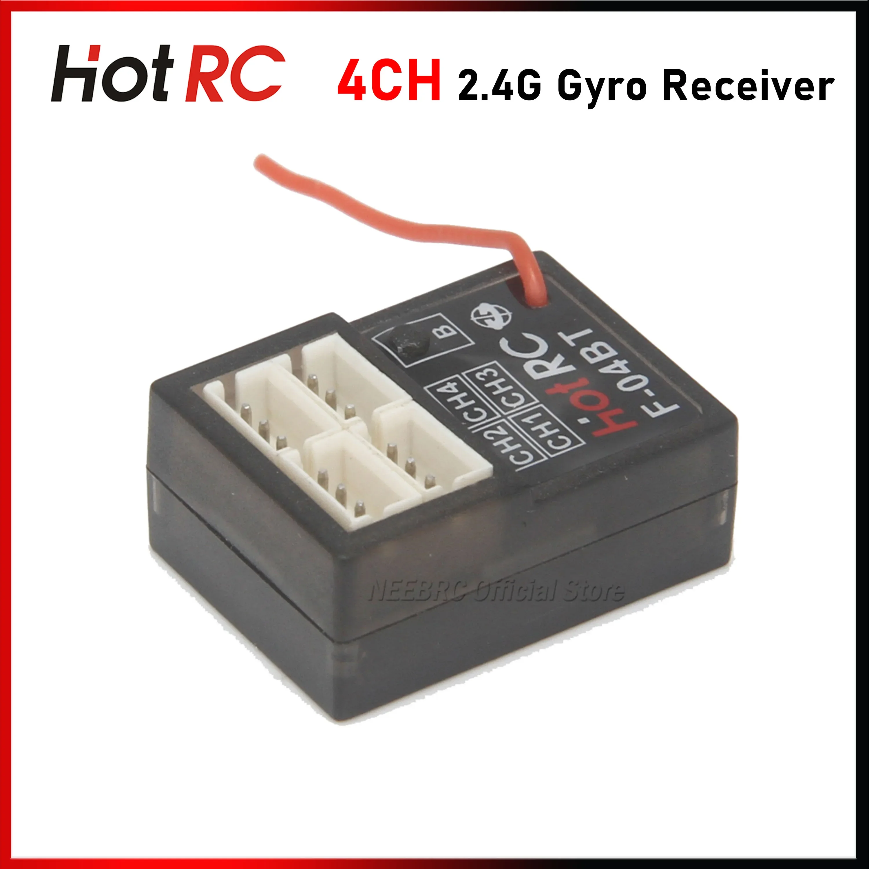 

HotRC F04BT 4CH 2.4G Gyro Mini Receiver PWM 4V-9V for RC Drift Car Aircraft Tank Boat Toy Part CT-6A HT-8A DS-600 CT-6B CT-8B